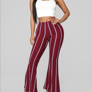Sabreena Striped Pants - Burgundy/Combo